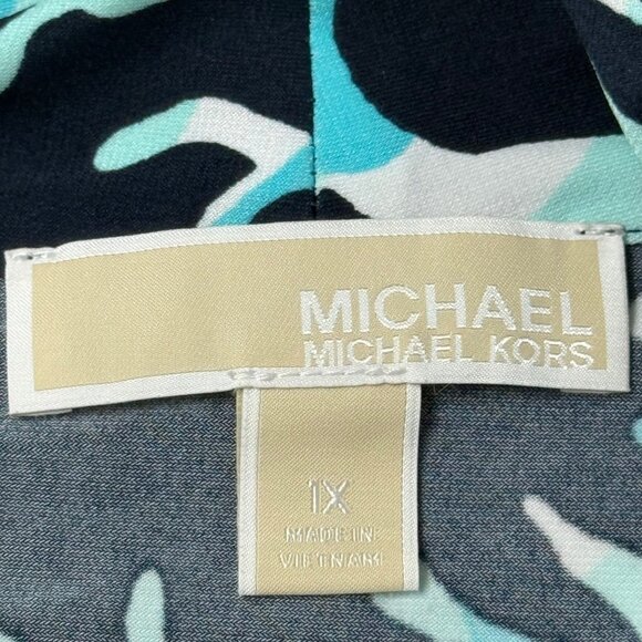 1X Michael Kors Ocean Coral Navy Turquoise Maxi Dress Cruise Beach Summer Knit - Picture 5 of 12